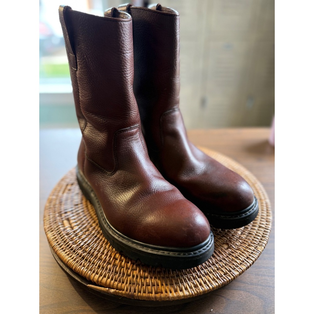 Herman Survivors Mens Brown Leather Pull On Work Boots 10.5 Oil Resistant